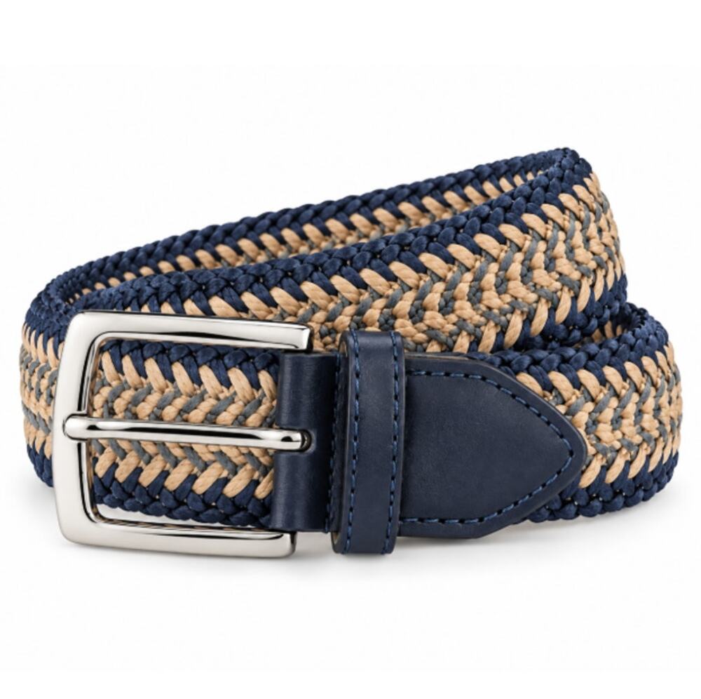 Hive & Colony Braided Rayon Belt Blue Beige Ace Size XL